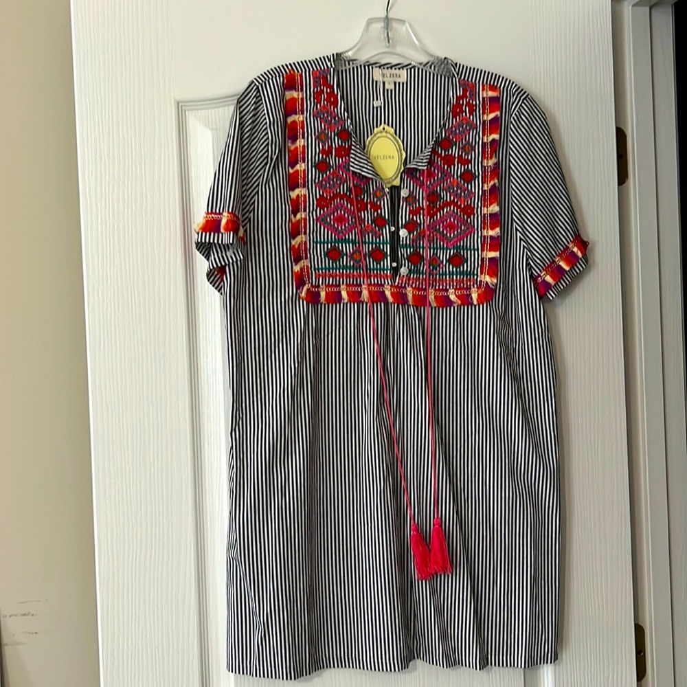 Embroidered Dress/ Cover-Up, Size Large.